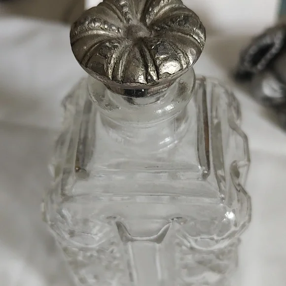 Vintage Glass Bottles with Silver Tops - Picture 6 of 7